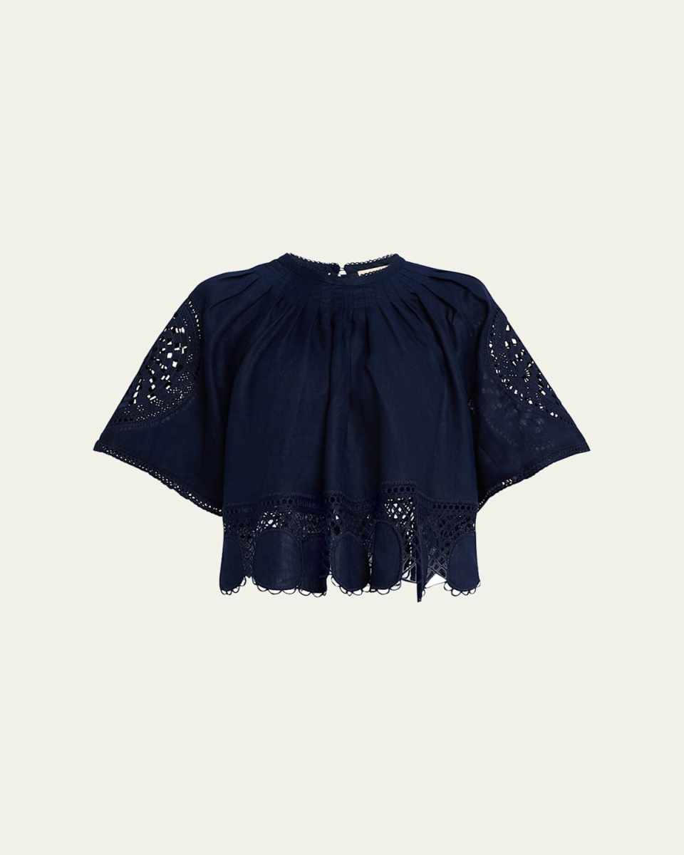 Cymbeline Embroidered Short-Sleeve Top